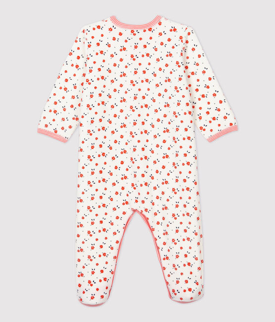 Dors-bien bébé imprimé fleurs en velours blanc MARSHMALLOW/blanc MULTICO