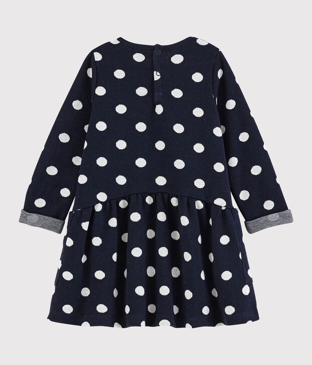 Robe manches longues b&eacute;b&eacute; fille bleu/blanc