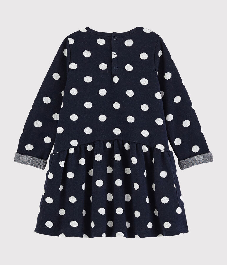 Robe manches longues b&eacute;b&eacute; fille bleu SMOKING/blanc MARSHMALLOW