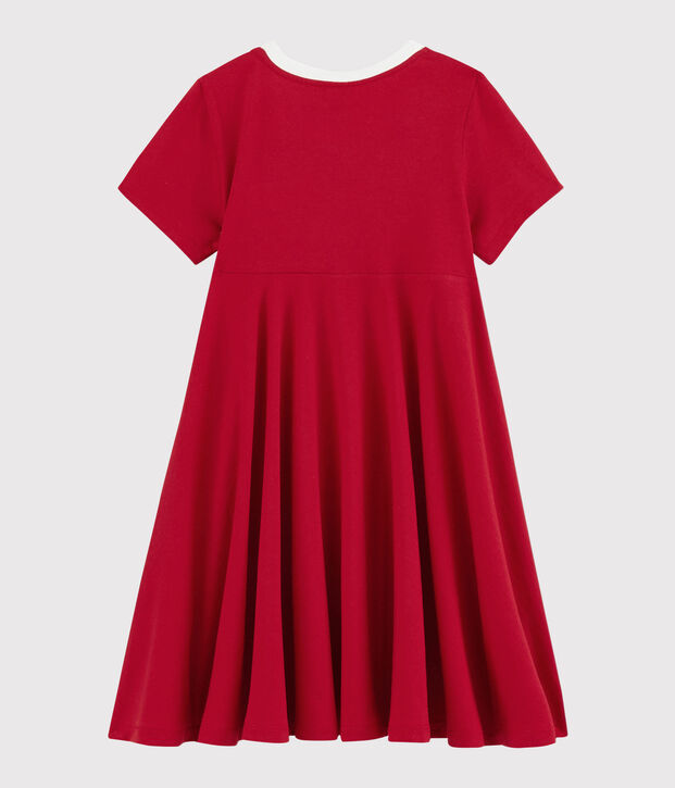 Robe manches courtes en jersey enfant fille rouge