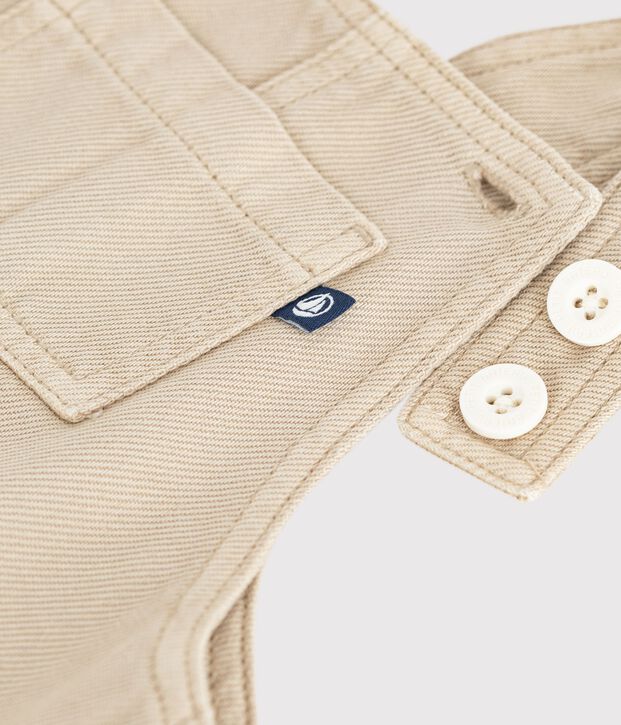 Salopette b&eacute;b&eacute; en serge jambes longues unie beige
