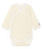 Body naissance manches longues bébé en laine et coton blanc MARSHMALLOW CN