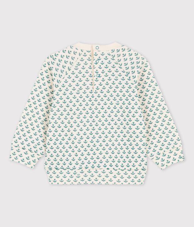 Sweatshirt en tubique b&eacute;b&eacute; &eacute;cru/vert