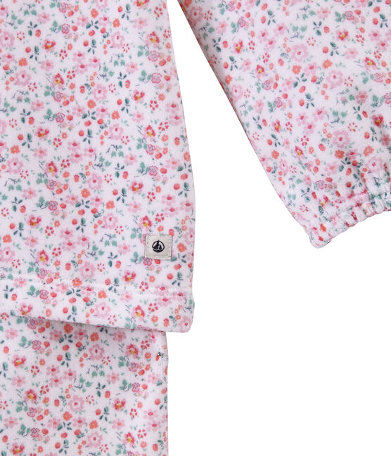 Pyjama fille en velours imprimé blanc ECUME/blanc MULTICO