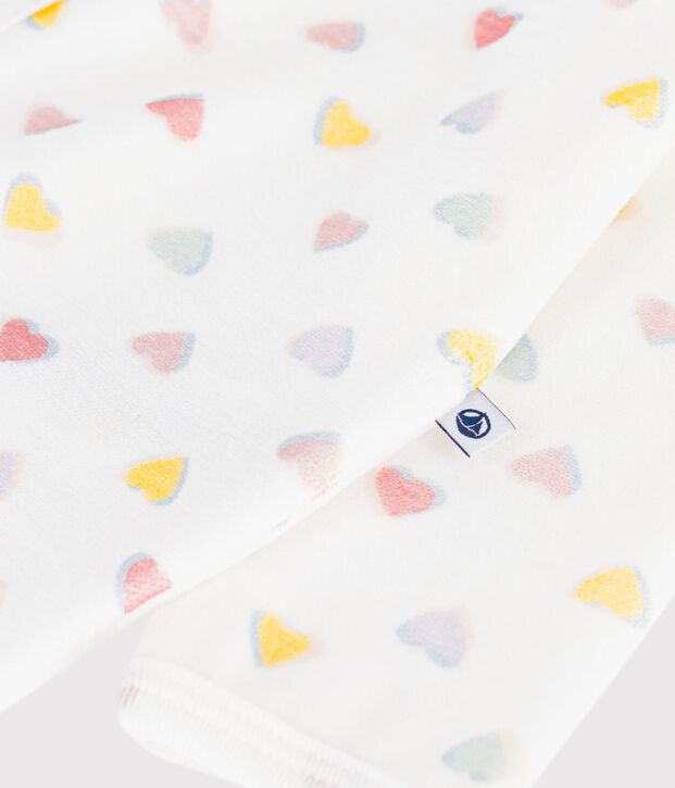 Pyjama b&eacute;b&eacute; en velours sans pieds imprim&eacute; c&oelig;urs blanc/multicouleur