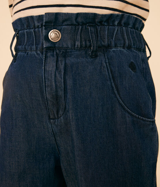Pantalon droit en denim léger enfant fille bleu DENIM
