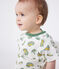 T-shirt bébé en coton à manches courtes, imprimé bateaux blanc MARSHMALLOW/ ORGE