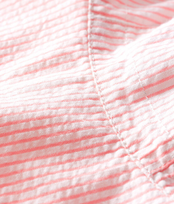 Capeline en seersucker bébé fille blanc MARSHMALLOW/rose ROSAKO