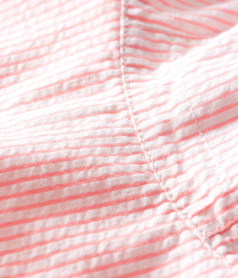 Capeline en seersucker b&eacute;b&eacute; fille blanc/rose