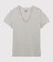 Tee-shirt LE DROIT col V en coton Femme gris BELUGA CHINE