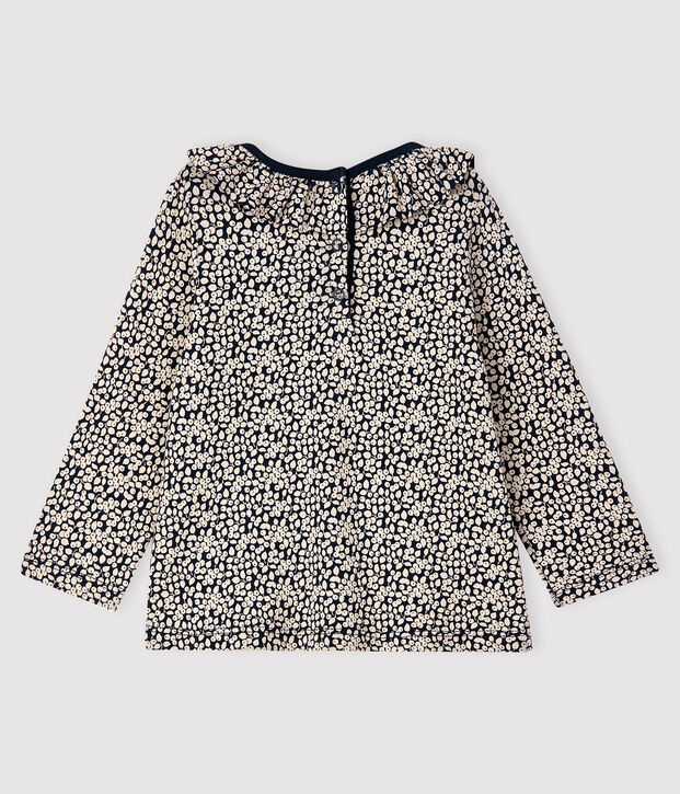 Blouse manches longues b&eacute;b&eacute; fille bleu/blanc