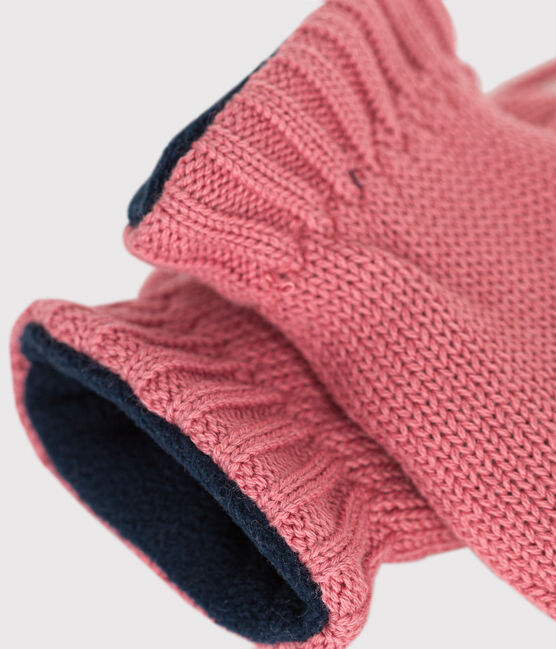 Moufles bébé en tricot doublées en polaire recyclée rose ROSEWOOD