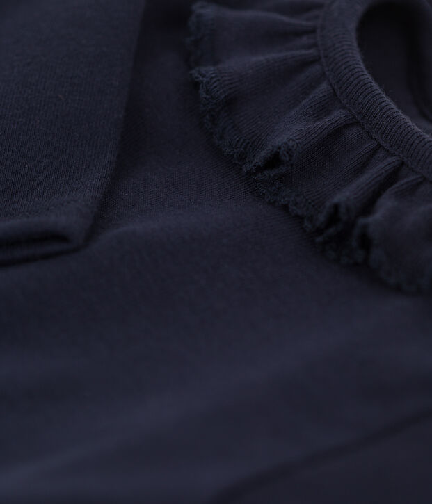 Body manches longues b&eacute;b&eacute; &agrave; collerette en coton bleu marine