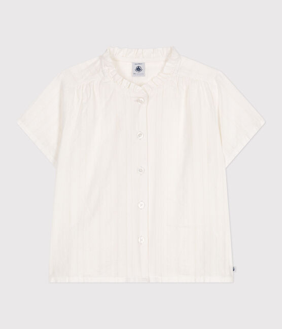 Blouse enfant en coton manches courtes unie blanc ECUME