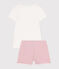 Pyjama short enfant en coton blanc MARSHMALLOW/rose CHARME