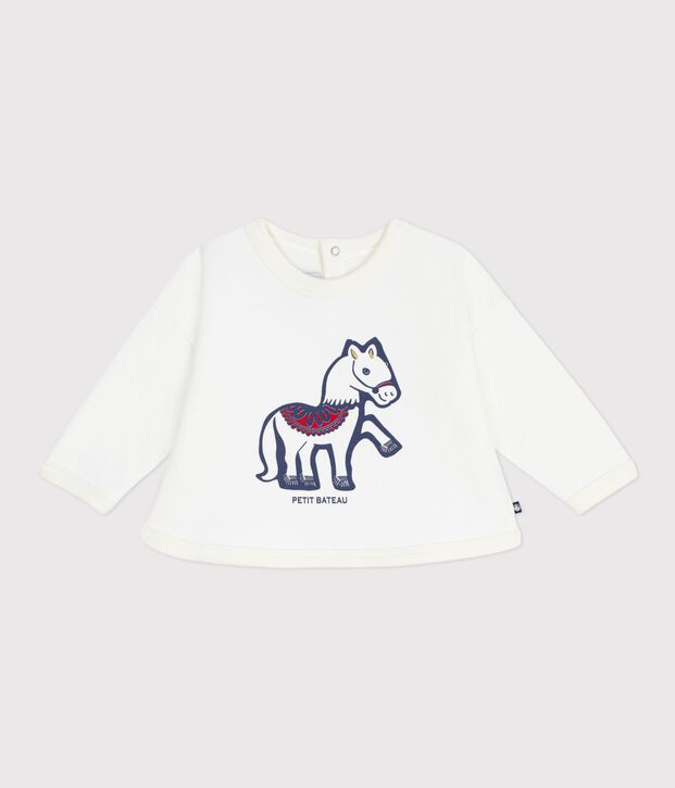 Sweatshirt b&eacute;b&eacute; en coton doux et chaud &eacute;cru/multicouleur