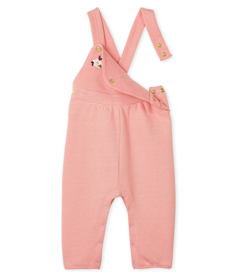 Salopette longue b&eacute;b&eacute; fille en molleton rose