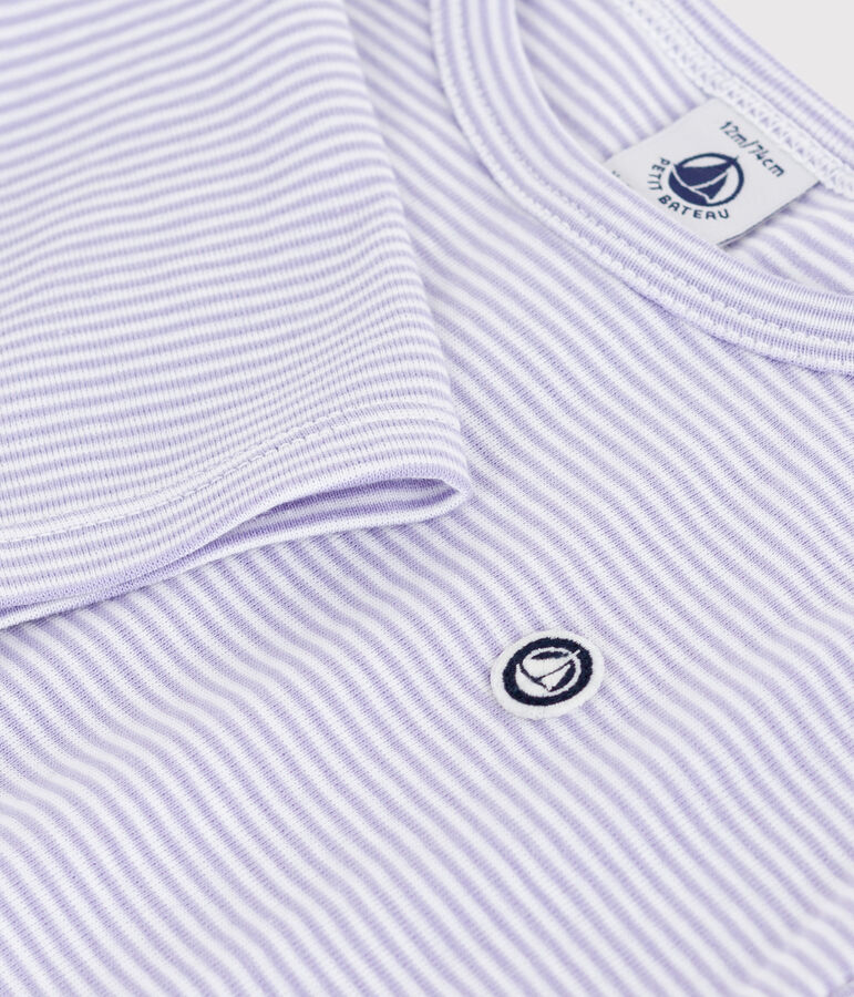 Tee-shirt b&eacute;b&eacute; en coton &agrave; manches longues, ray&eacute; blanc SQUAW/ MARSHMALLOW