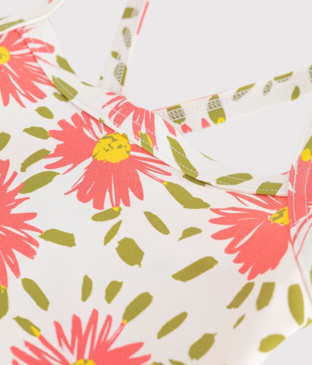 Maillot de bain une pi&egrave;ce enfant fleuri blanc/multicouleur