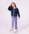Cardigan enfant en laine et coton uni bleu marine
