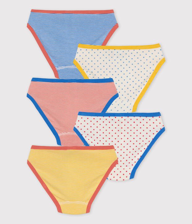 Lot de 5 culottes milleraies petite fille en coton biologique multicouleur