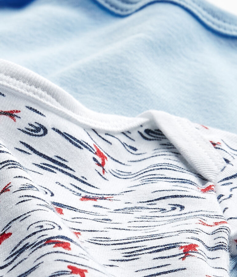 Lot de 2 bodies b&eacute;b&eacute; gar&ccedil;on manches courtes blanc