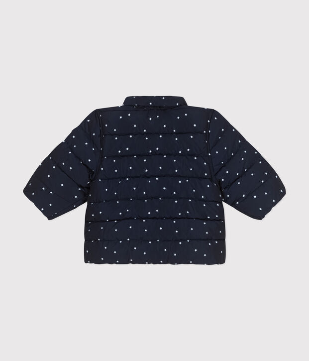 Doudoune imprim&eacute;e capuche r&eacute;tractable b&eacute;b&eacute; bleu/blanc