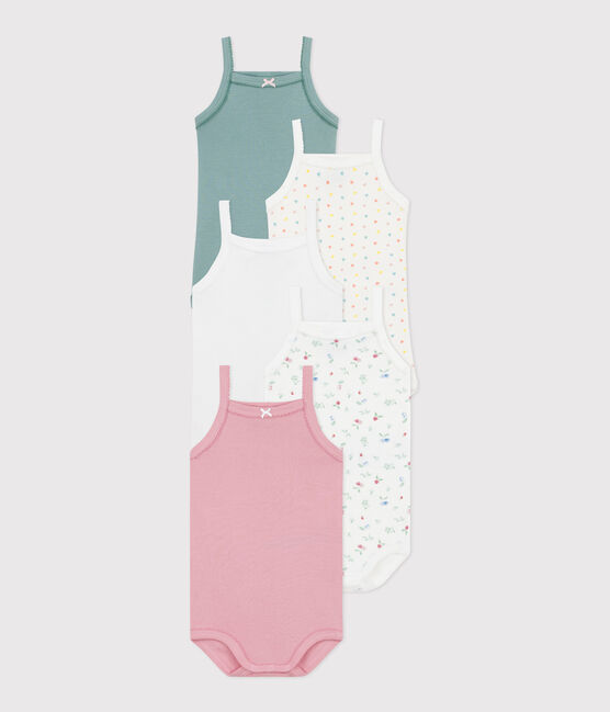 Lot de 5 bodies bretelles en coton fleuri bébé variante 1