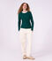 Cardigan femme en coton uni vert fonc&eacute;