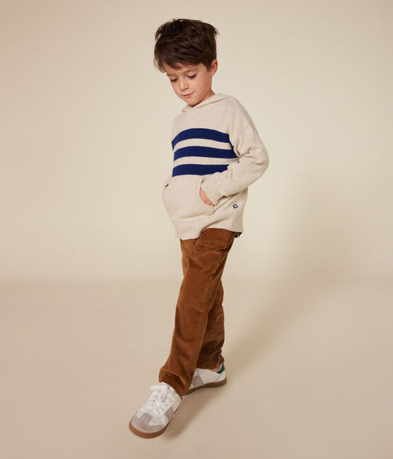 Pull à capuche en laine et coton enfant garçon blanc AVALANCHE/ MEDIEVAL