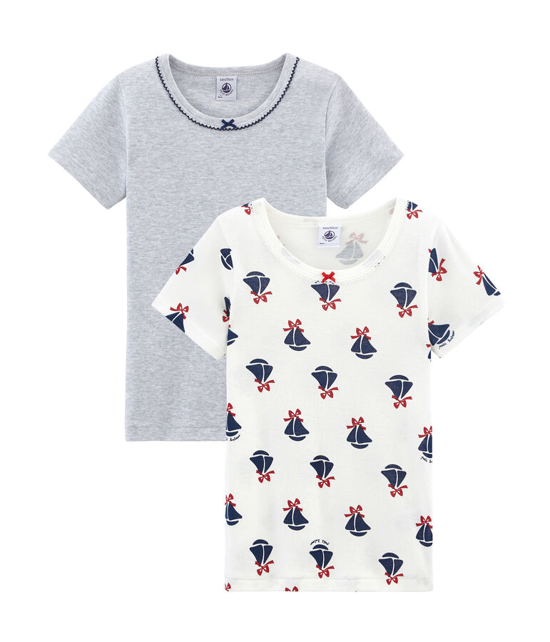 Duo de tee-shirts manches courtes petite fille multicouleur