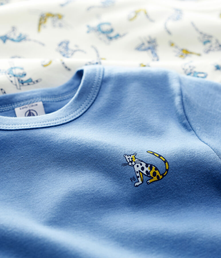 Lot de 2 tee shirts manches courtes imprim&eacute; panth&egrave;res petit gar&ccedil;on en coton biologique multicouleur