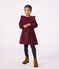 Robe enfant en velours manches longues &agrave; fleurs rouge/multicouleur