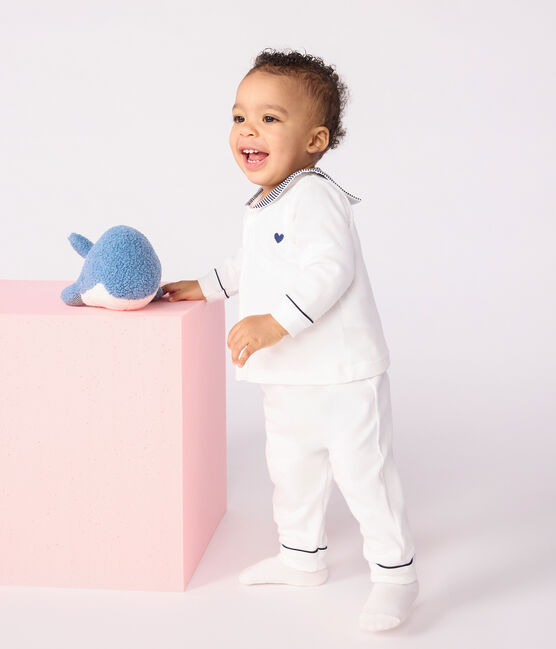 Pyjama 2 pièces bébé avec col marin blanc MARSHMALLOW