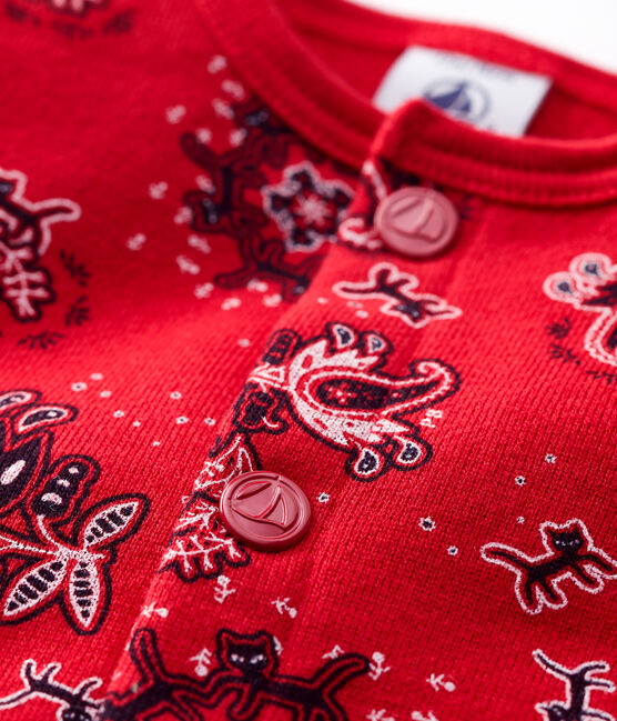 Cardigan imprimé bandana en molleton bébé rouge TERKUIT/blanc MULTICO
