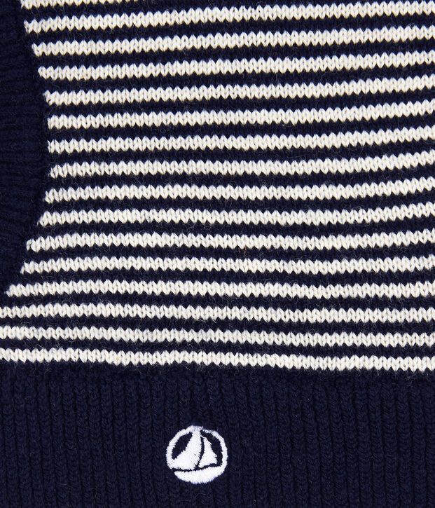 Cagoule en coton b&eacute;b&eacute; bleu/blanc