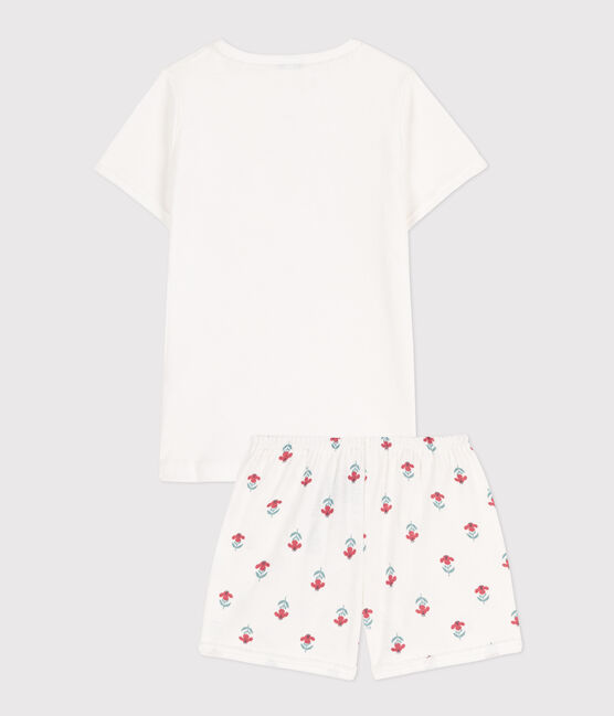 Pyjacourt fleurs en coton petite fille blanc MARSHMALLOW/blanc MULTICO