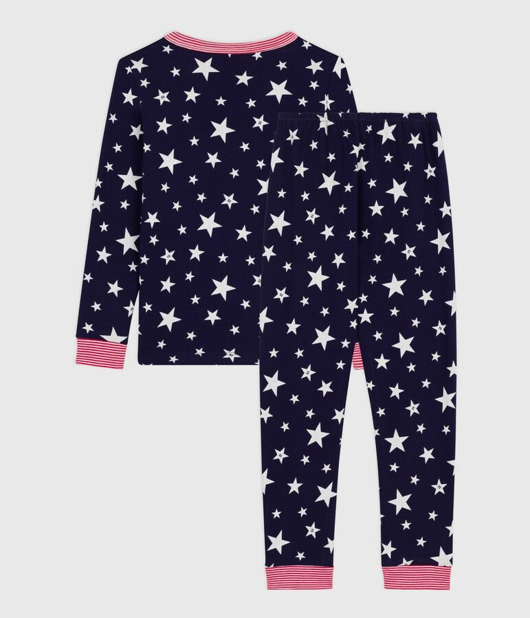 Pyjama enfant en coton  tr&egrave;s ajust&eacute; imprim&eacute; &eacute;toiles bleu/blanc