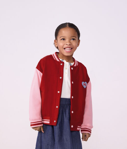 VESTE TEDDY ENFANT EN COTON UNI COLORBLOCK