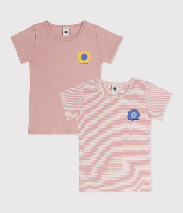Lot de 2 tee-shirts enfant en coton manches courtes multicouleur