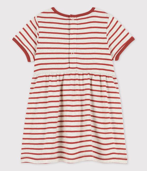 Robe manches courtes rayée en coton bio bébé beige MONTELIMAR/ OMBRIE