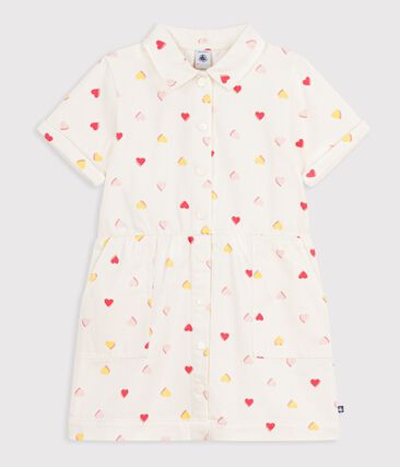 Robe enfant en coton manches courtes imprimé cœurs