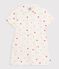 Robe enfant en coton manches courtes imprim&eacute; c&oelig;urs &eacute;cru/multicouleur