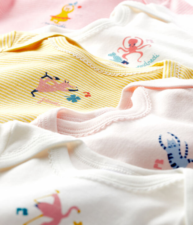 Lot de 5 bodies manches longues b&eacute;b&eacute; fille multicouleur