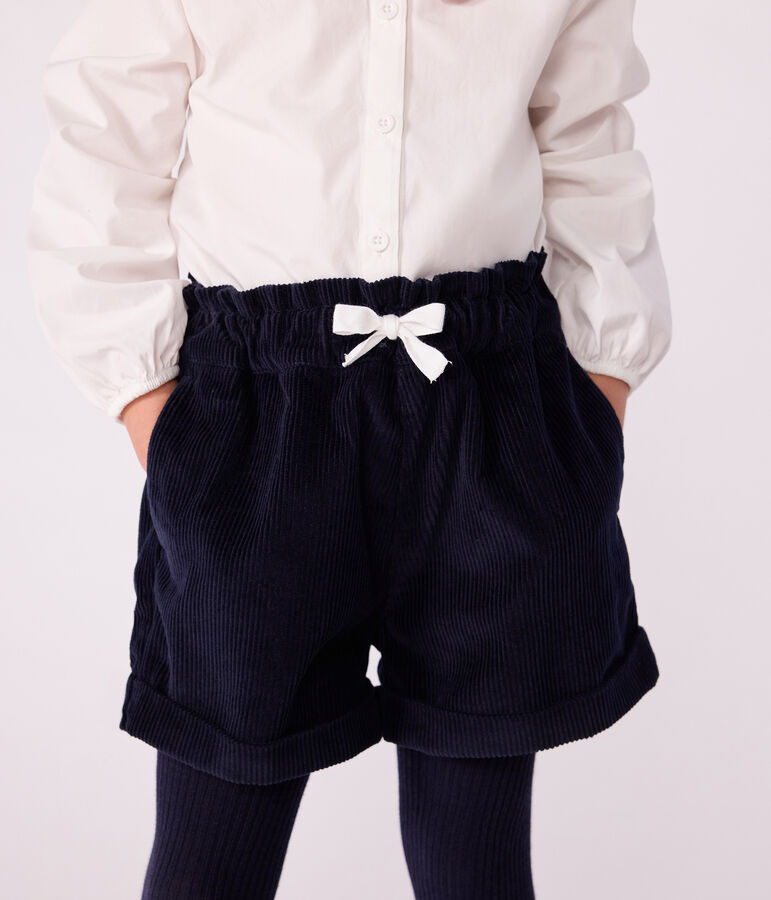 Short enfant en velours uni bleu SMOKING