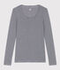 Tee shirt seconde peau en coton léger rayé Femme