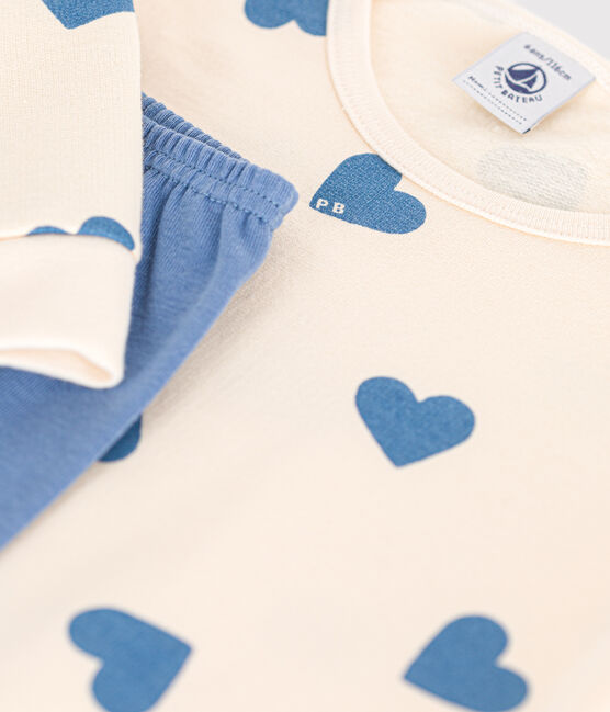 Chemise de nuit en molleton gratté imprimé cœurs enfant bleu BEACH/ AVALANCHE