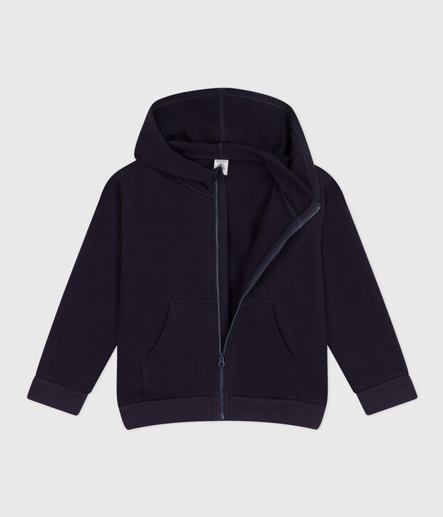Sweatshirt zipp&eacute; &agrave; capuche enfant gar&ccedil;on bleu marine