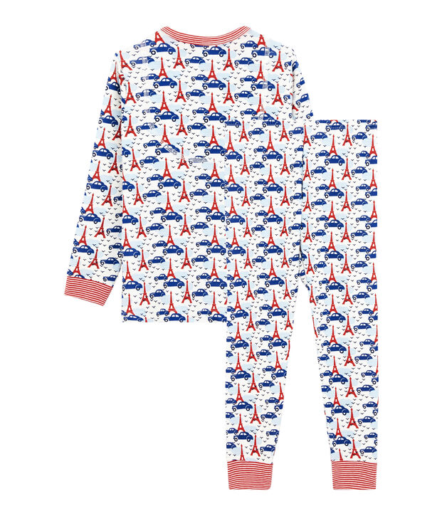 Pyjama petit gar&ccedil;on en c&ocirc;te blanc/multicouleur