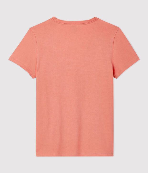 Tee-shirt LE DROIT col V en coton bio Femme rose